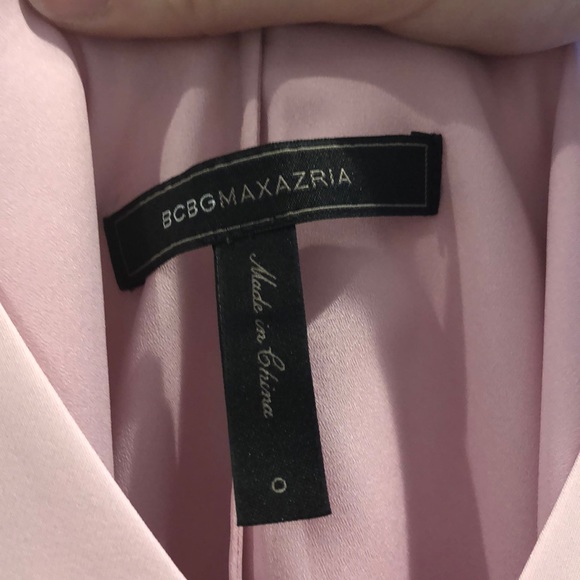 BCBG MaxAzria Pink V-Neck Feather-Hem Dress - Picture 5 of 7